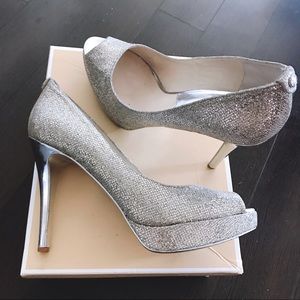 Michael Kors Silver Glitter York Platform heels